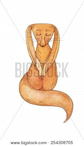 Upset Tender Cartoon Red Watercolour Fox Illustration For Your Own Design