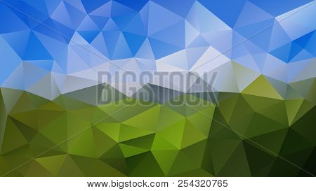Vector Abstract Irregular Polygonal Background - Triangle Low Poly Pattern - Sky Blue Over Green Col