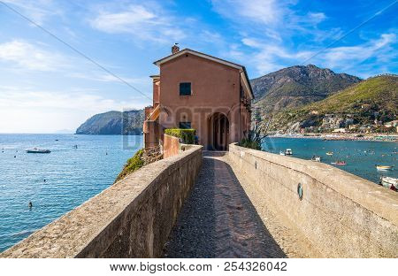 Levanto, Italy, August 15, 2017 - Landscape Of Levanto, La  Spezia Province Near 5 Terre, The Beach 