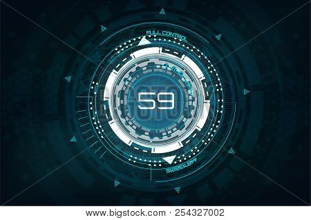 Futuristic Technology In Hud Style. Futuristic Round Progress Bar. Background With Clock Concept And