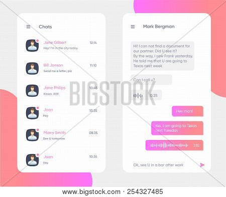 Vector Phone Chat Interface. Sms Messages. Speech Bubbles. Short Message Service Bubbles. Eps 10