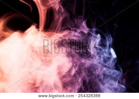 Red Anad Purple  Cloud Smoke On Black  Isolated Background
