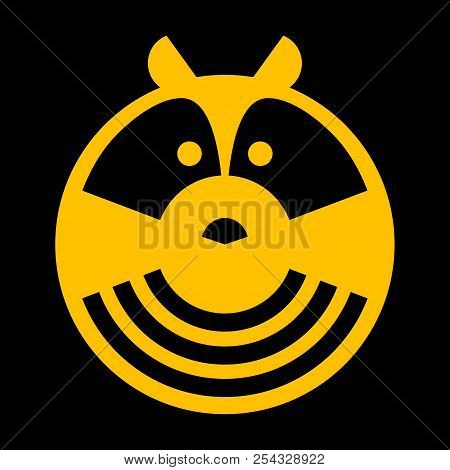 Abstract Raccoon - Flat Vector Business Logo Template For Corporate Identity. Illustration On Dark B