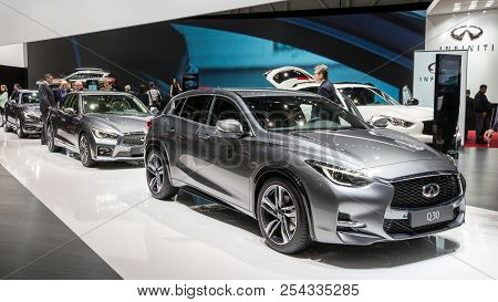 Geneva, Switzerland - March 2, 2016: Infiniti Q30 Car Showcased At The 86th Geneva International Mot