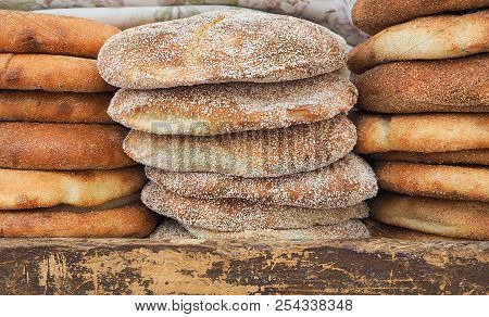Traditional Moroccan Bread On A Street Market
