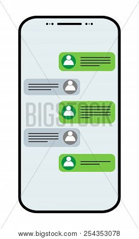Social Network Icon Concept. Vector Chat Messages Notification In Smartphone .