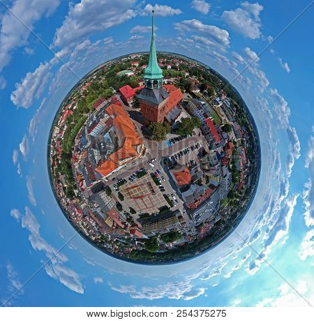 Aerial View On Spherical Panorama City, Old Town, City Center, Green City, Cathedral