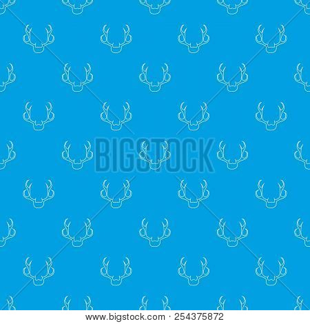 Deer Antler Pattern Vector Seamless Blue Repeat For Any Use