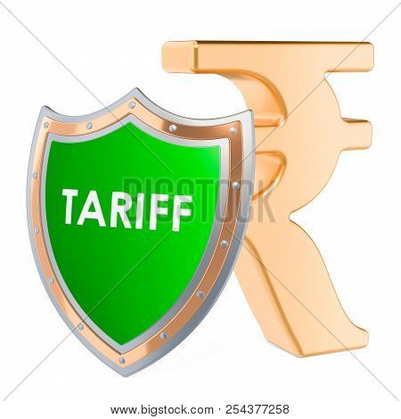 Protective Tariffs For Rupee Concept, 3d Rendering Isolated On White Background