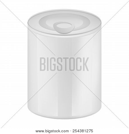 Tin Can Of Olive Mockup. Realistic Illustration Of Tin Can Of Olive Vector Mockup For Web Design Iso
