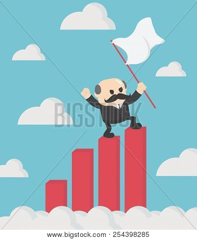 The Chief Business Man Holds The Flag On The Stock Chart Show Success In Stock Play