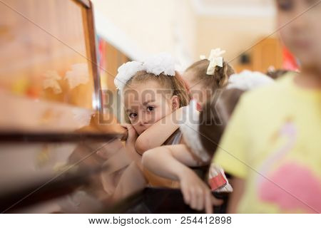 Belarus, Gomel, May 29, 2018. The Kindergarten Is Central. Open Day.child Plays The Piano.preschool 