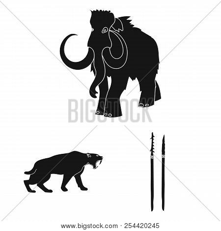 Life In The Stone Age Black Icons In Set Collection For Design. Ancient People Vector Symbol Stock W