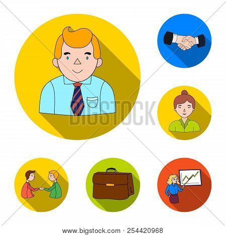 Business Conference And Negotiations Flat Icons In Set Collection For Design.business And Training V
