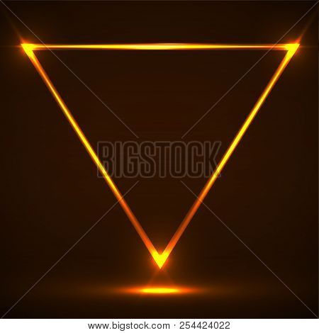 Abstract Neon Triangle With Glowing Lines. Vector Design Element