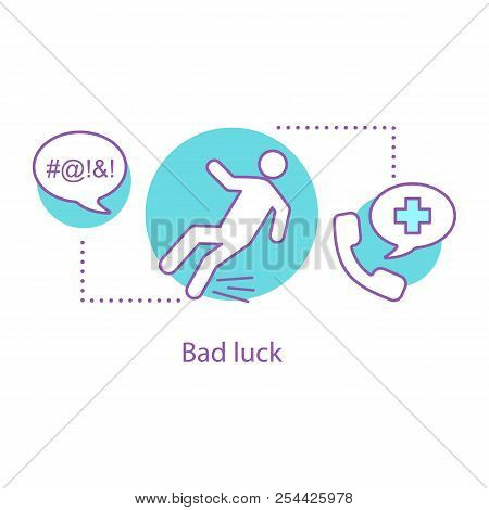 Bad Luck Concept Icon. Injury Idea Thin Line Illustration. Misfortune. Vector Isolated Outline Drawi