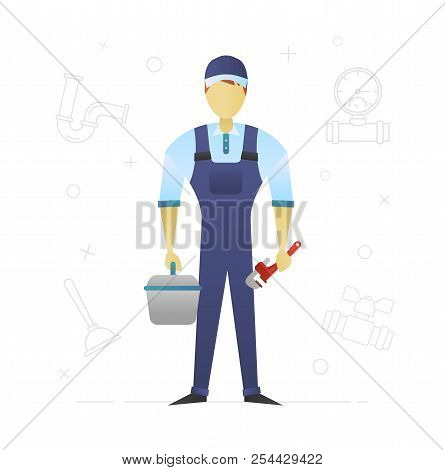 Plumber Flat Character Design. Sanitary Technician. Vector Isolated Illustration