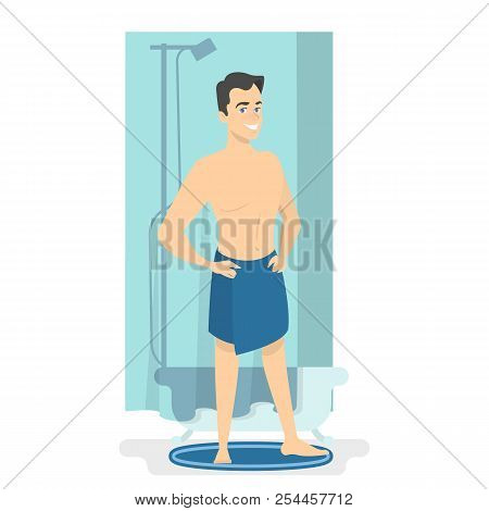 Hapy Man Taking Shower In The Morning