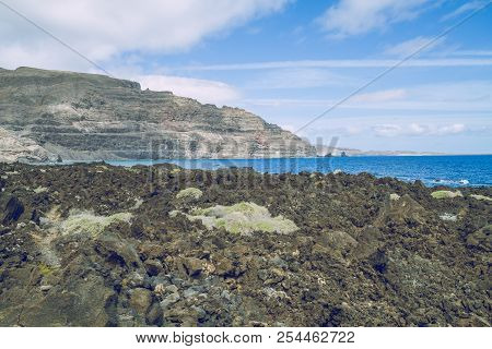 Lanzerote Beach With Blue Atlantic Ocean.