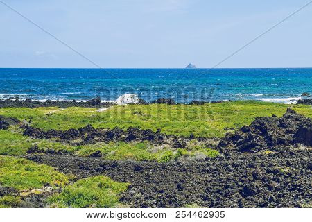 Lanzerote Beach With Blue Atlantic Ocean.