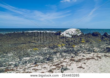 Lanzerote Beach With Blue Atlantic Ocean.