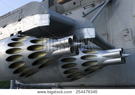 Missile Launcher Under Wing Of Military Helicopter Ready To Attack, Antitank Weapon, Air Force Of Mo