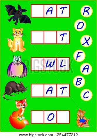 Educational Page For Children With Exercises For Study English. Need To Find Missing Letters  And Wr