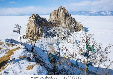 Cape Burkhan (shaman Rock) On Olkhon Island At Baikal Lake, Siberia, Russia