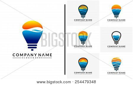 Set Of Modern Bulb Water Designs Concept, Water Idea Logo Template