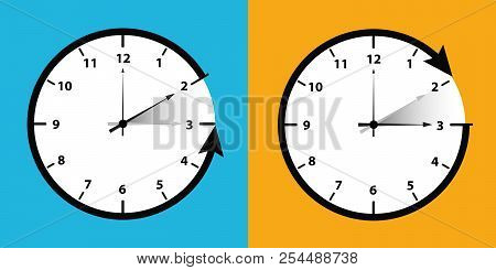 Clock Switch To Winter Time Vector Illustration Eps10