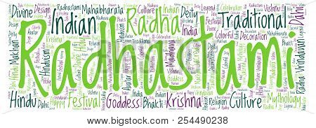 Radhastami Horizontal In Banner Form   Word Cloud. Wordcloud Made From Letters And Words Only.