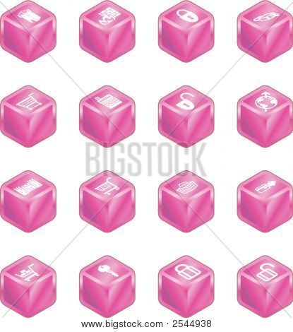 Sicherheit und e-Commerce-Cubesymbol festgelegt Serie