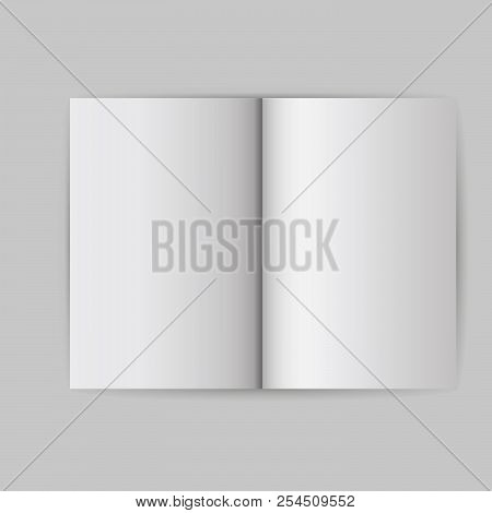 Book White Blank Template Object. Open Cover Mock Up Isolated Brochure Vector. Empt Page Business Pa