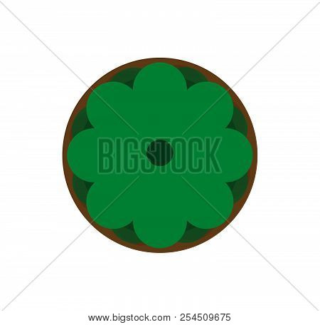 Green Flowerpot Top View. Natural Home Botany Background. Vector Floral Gardening Design Concept Obj