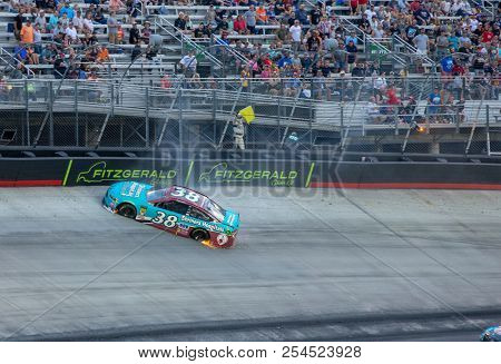 August 18, 2018 - Bristol, Tennessee, USA: David Ragan (38) Races through the field off turn three at the Bass Pro Shops NRA Night Race at Bristol Motor Speedway in Bristol, Tennessee.