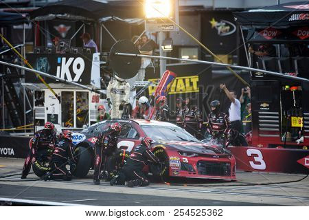 August 18, 2018 - Bristol, Tennessee, USA: Austin Dillon (3) makes a pit stop during the Bass Pro Shops NRA Night Race at Bristol Motor Speedway in Bristol, Tennessee.