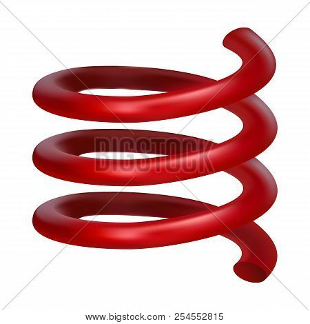 Red Spring Cable Mockup. Realistic Illustration Of Red Spring Cable Mockup For Web Design Isolated O