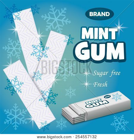 Brand Mint Gum Concept Background. Realistic Illustration Of Brand Mint Gum Concept Background For W