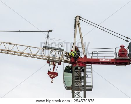 Gosford, New South Wales, Australia - November 16. 2017: Construction Update 53. Tower Crane Erectio