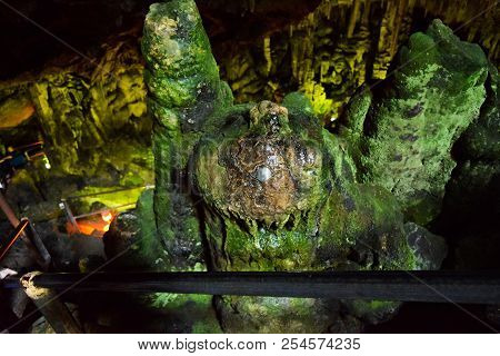 Ancient Minoan Sacred Psychro Cave Where God Zeus Was Born. Crete, Greece. Psychro Cave Or Cave Of Z
