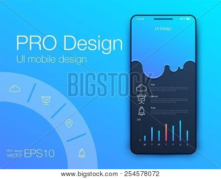 Weather Ui. Material Design. Stock Vector Illustration
