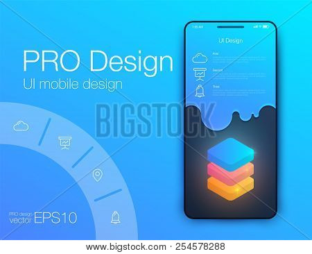 Weather Ui. Material Design. Stock Vector Illustration