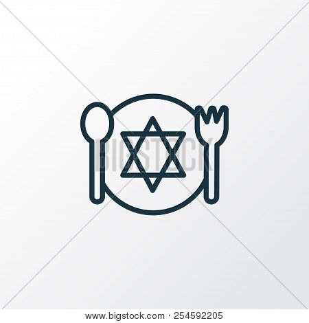 Kosher Food Icon Line Symbol. Premium Quality Isolated Meal Element In Trendy Style.