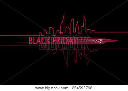 Black Friday In The City The Perfect Sale. White Ribbon Banner In Flat Style On A Black Background W