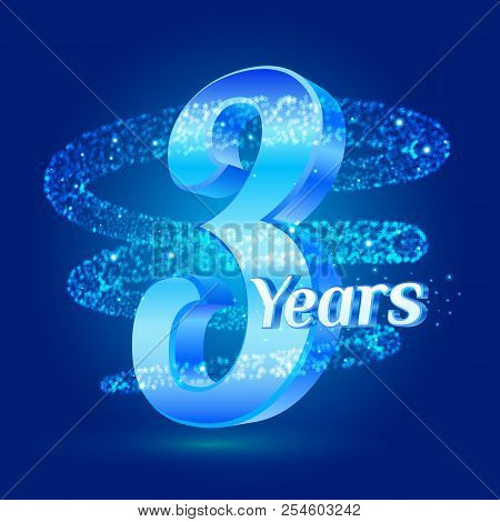 3 Years Shine Anniversary 3d Logo Celebration With Glittering Spiral Star Dust Trail Sparkling Parti