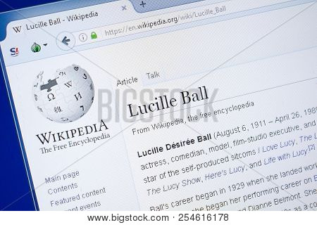 Ryazan, Russia - August 19, 2018: Wikipedia Page About Lucille Ball On The Display Of Pc