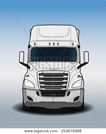 American Trailer Truck Black And White Sketch