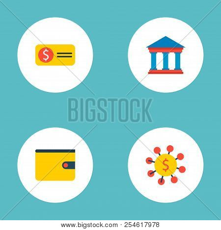 Set Of Financial Icons Flat Style Symbols With Money Source, Court, Wallet And Other Icons For Your 