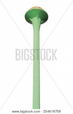 Old Green Water Tank Asia Style On White Background.