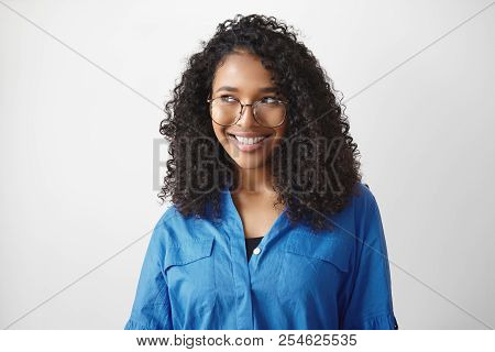 Peolple, Style, Fashion, Eyewear, Optics And Vision Concept. Cute Beautiful Young African American W